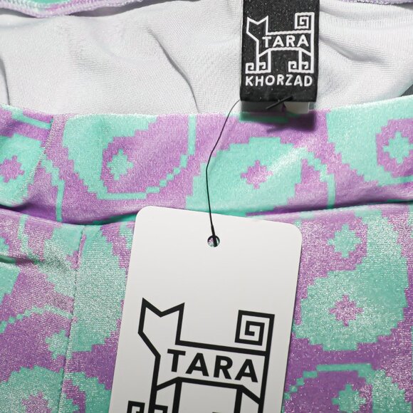 Mint Purple Digital Peace Sign Velvet Bell Bottom Flared Pants Small Fall Winter - Picture 5 of 5